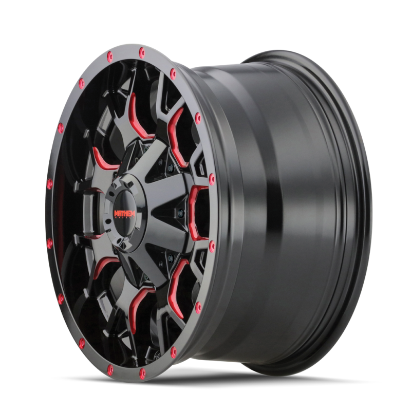 Mayhem 8015 Warrior 20x9 / 6x135 BP / 18mm Offset / 106mm Hub Black w/ Prism Red Wheel 8015-2937BTR18 8015-2937BTR18 Photo - Primary