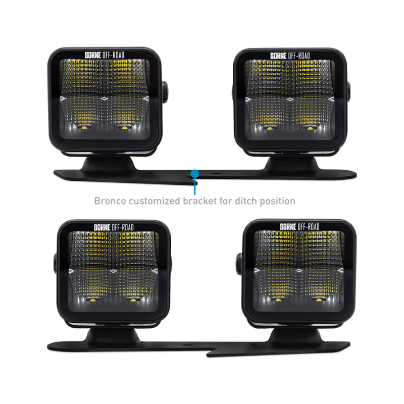 Borne Off-Road 21+ Bronco Light Pods 4pc Ditch 3x3 Flood BNLT-BR-21-DT4F BNLT-BR-21-DT4F Photo - Primary