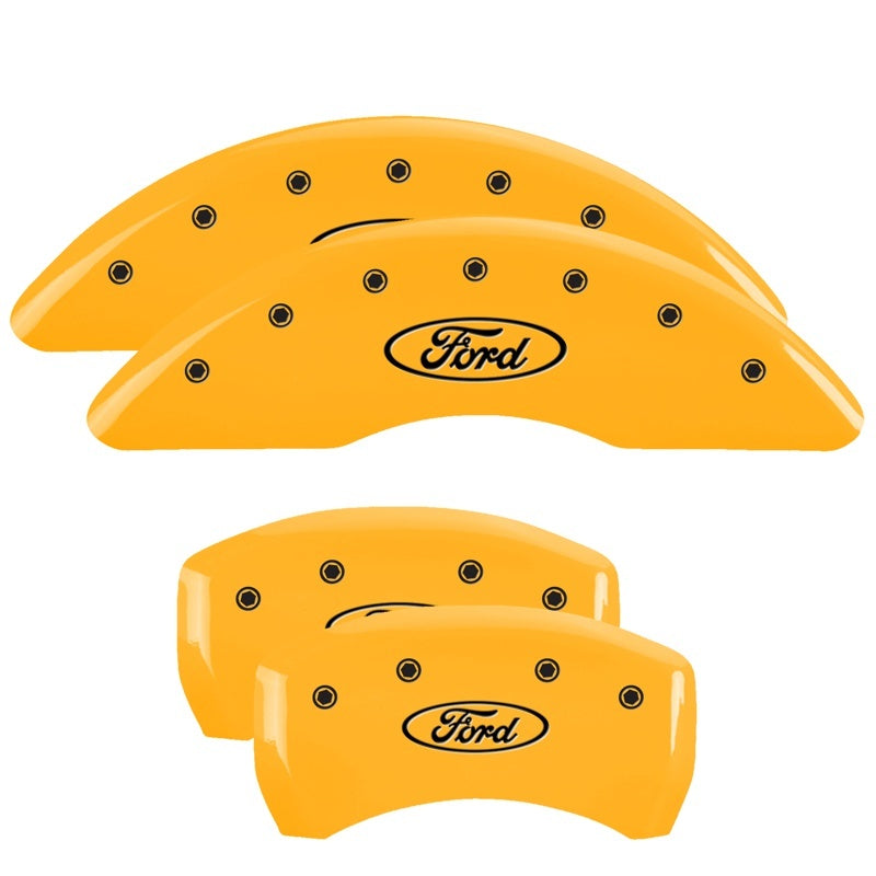 MGP 4 Caliper Covers Engraved Front & Rear Oval Logo/Ford Yellow Finish Black Char 21-22 Ford Edge 10258SFRDYL 10258SFRDYL Photo - Primary