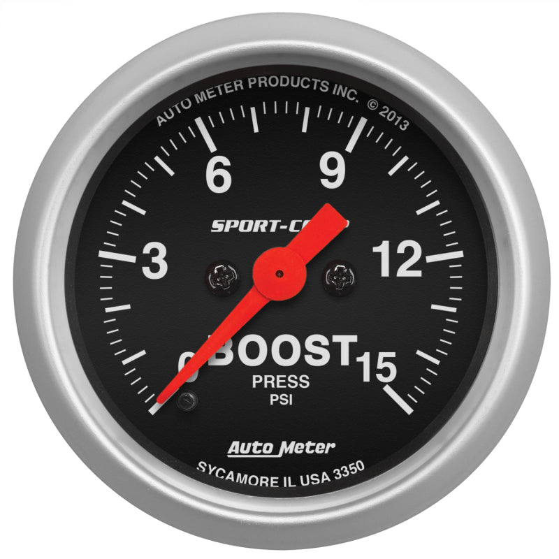 Autometer Gauge, Boost, 2 1/16", 15Psi, Digital Stepper Motor Sport-Comp 3350 Photo - Primary