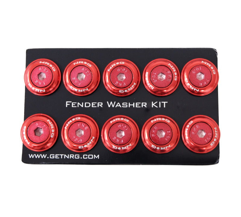 NRG Fender Washer Kit w/Color Matched M6 Bolt Rivets For Plastic (Red) - Set of 10 FW-150RD FW-150RD Photo - Primary
