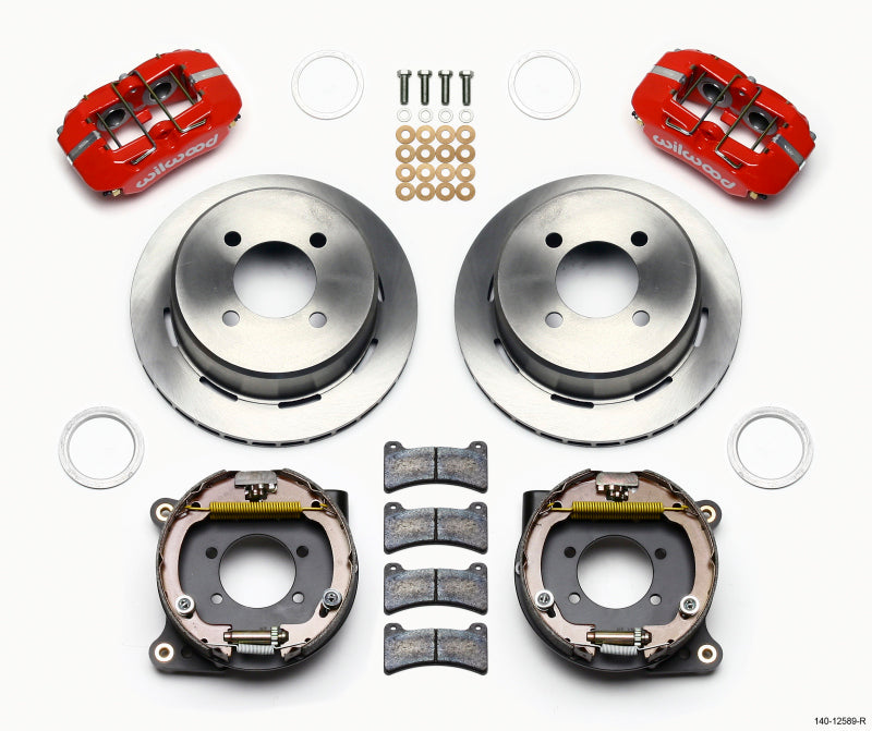 Wilwood Dynapro Low-Profile 11.00in P-Brake Kit - Red Ford 7.5in Rear 2.80 Offset - 4-Lug 140-12589-R 140-12589-R Photo - Primary