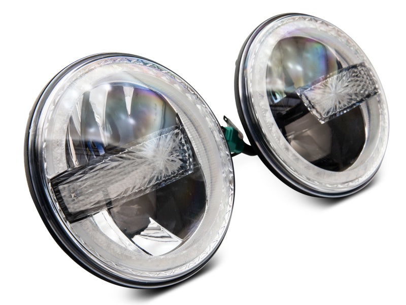 Raxiom 97-18 Jeep Wrangler TJ/JK 7-Inch LED Headlights w/ Halos- Black Housing (Clear Lens) J155018 J155018 Photo - Close Up