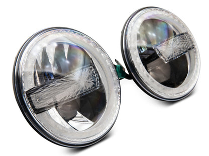 Raxiom 97-18 Jeep Wrangler TJ/JK 7-Inch LED Headlights w/ Halos- Black Housing (Clear Lens) J155018 J155018 Photo - Close Up