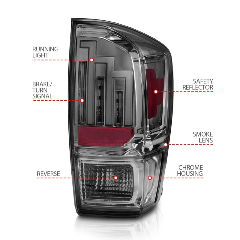Anzo  2016-2018 Toyota Tacoma LED Taillights Smoke 311282 Photo - Unmounted