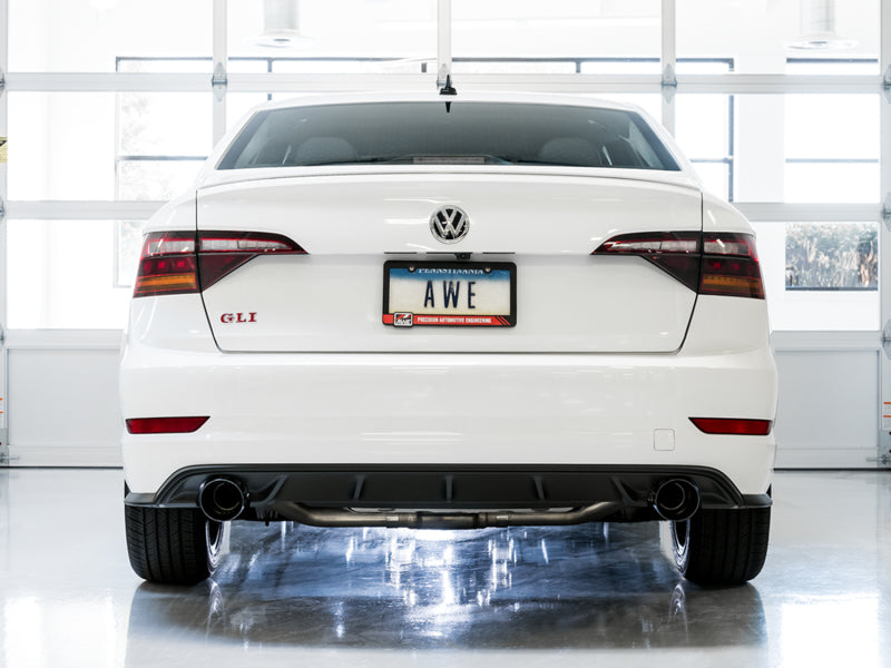 AWE Tuning 18-19 Volkswagen Jetta GLI Mk7 Track Edition Exhaust - Diamond Black Tips (Fits OEM DP) 3020-23036 3020-23036 Photo - Mounted