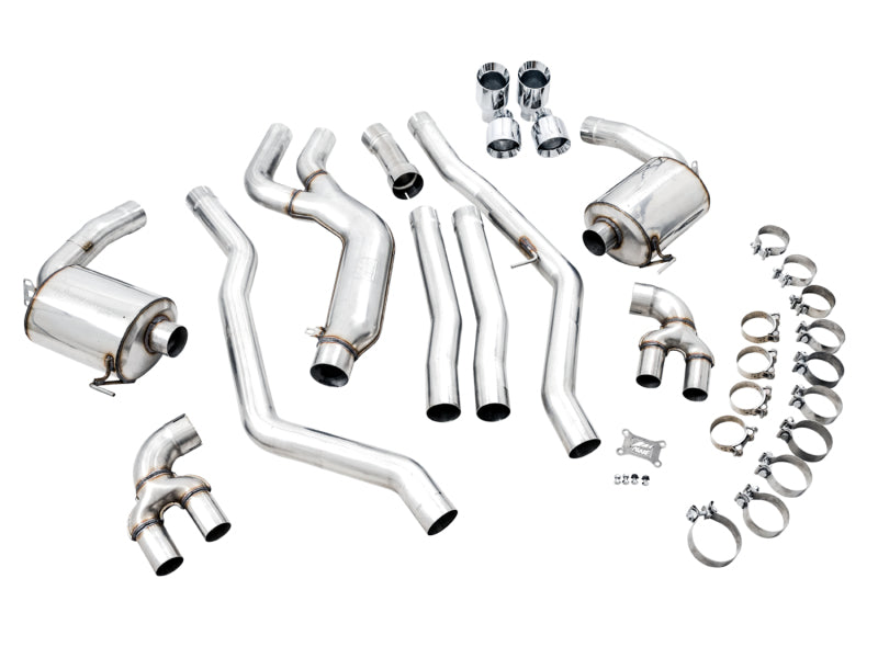 AWE Tuning 2019+ BMW M340i (G20) Non-Resonated Touring Edition Exhaust - Quad Chrome Silver Tips 3015-42148 3015-42148 Photo - out of package
