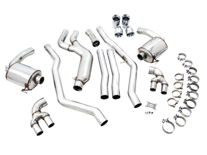 AWE Tuning 2019+ BMW M340i (G20) Non-Resonated Touring Edition Exhaust - Quad Chrome Silver Tips 3015-42148 3015-42148 Photo - out of package