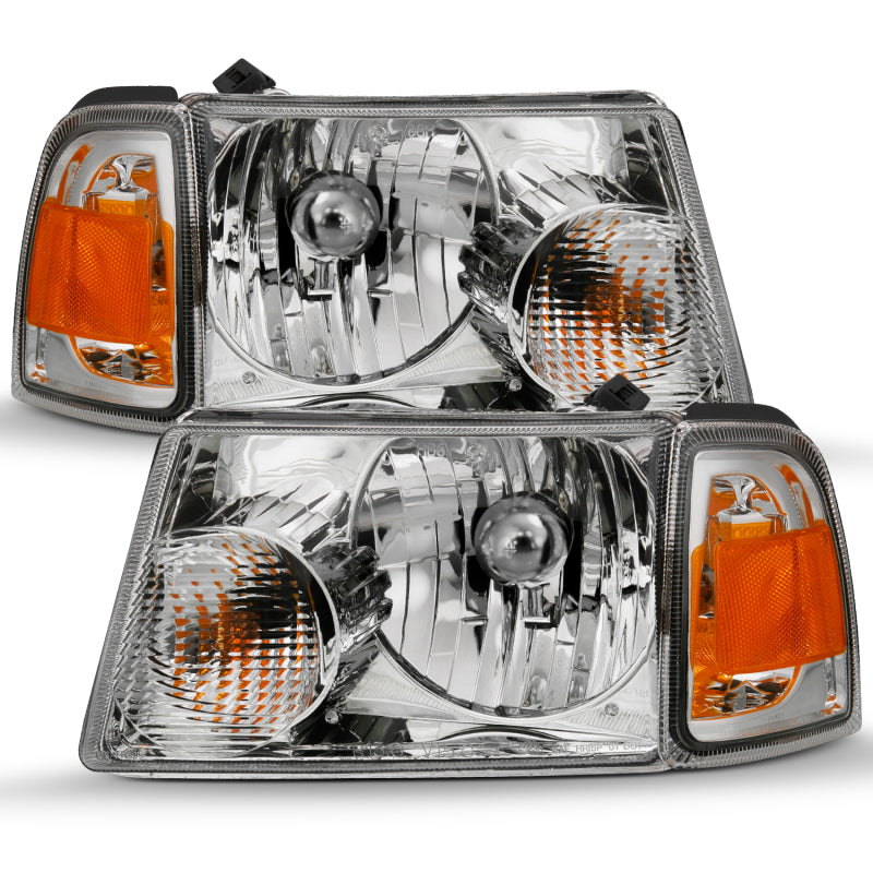 ANZO 2001-2011 Ford Ranger Crystal Headlight Chrome w/Corner Lights (OE Replacement) 111484 111484 Photo - Unmounted