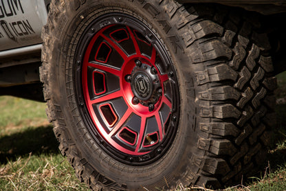 ICON Victory 17x8.5 5x4.5 0mm Offset 4.75in BS Satin Black w/Red Tint Wheel 3017856547SBRT 3017856547SBRT Photo - Mounted
