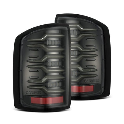 AlphaRex 14-18 GMC Sierra 1500/2500HD/3500HD LUXX-Series LED Tail Lights Alpha-Blk Actv Lgt Seq. Sig 630030 630030 Photo - Primary