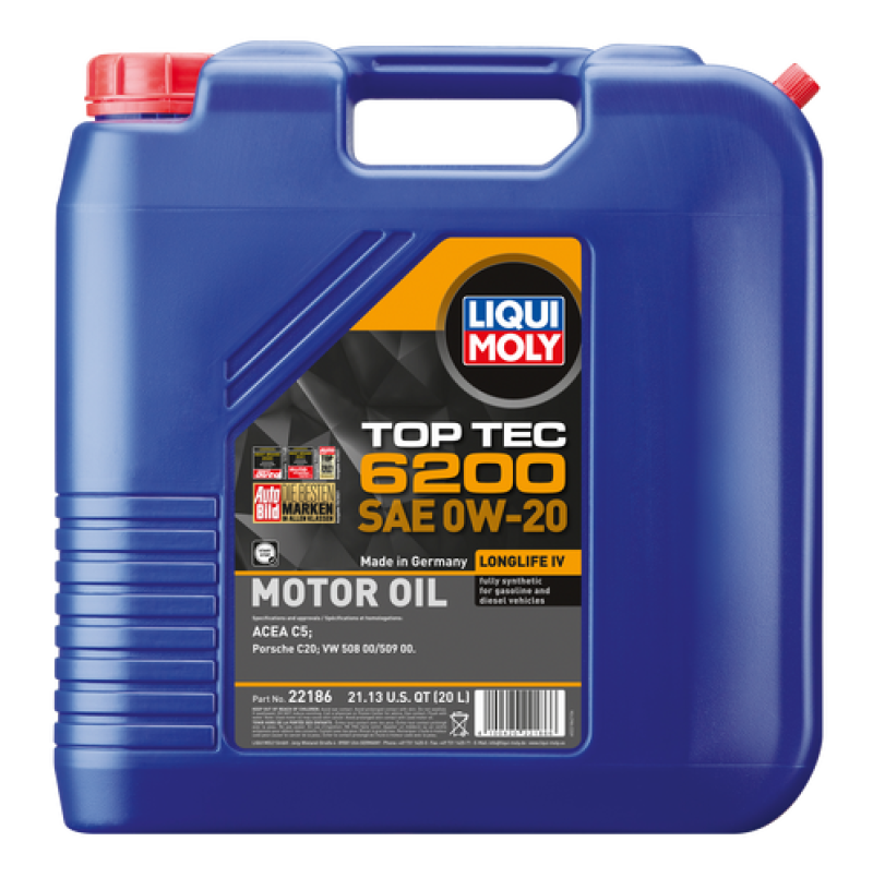 LIQUI MOLY 20L Top Tec 6200 Motor Oil 0W20 22186