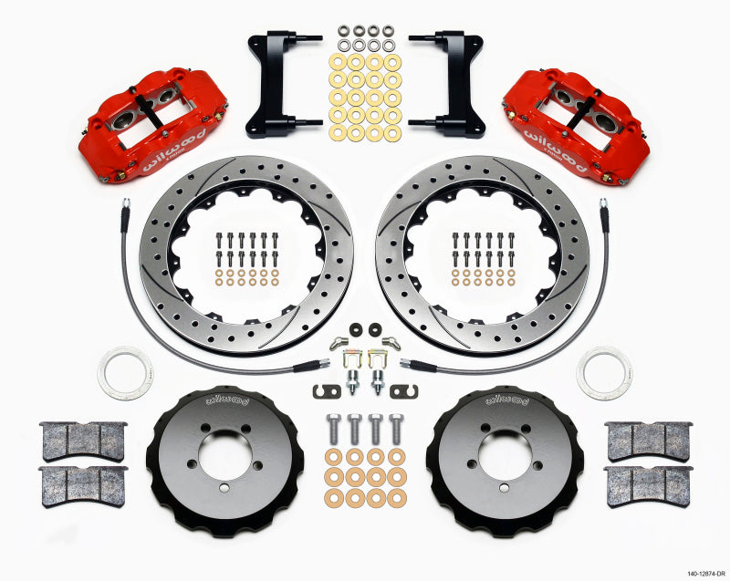 Wilwood Narrow Superlite 6R Front Hat Kit 13.06in Drilled Red 1999-2012 Subaru WRX w/Lines 140-12874-DR 140-12874-DR Photo - Primary