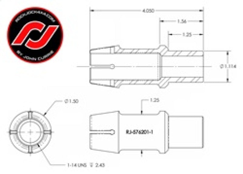 RockJock RockNut Kit Nut and Bung 1in RH Thread RJ-576201-101 RJ-576201-101 Technical Drawing