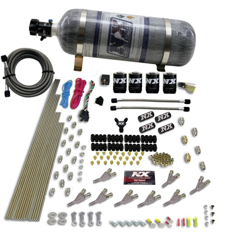 Nitrous Express STD Nozzle Nitrous Kit (200-500HP) Gas w//Dist Block & 4 Solenoids w/15lb Bottle 80018-12 80018-12 Photo - Primary