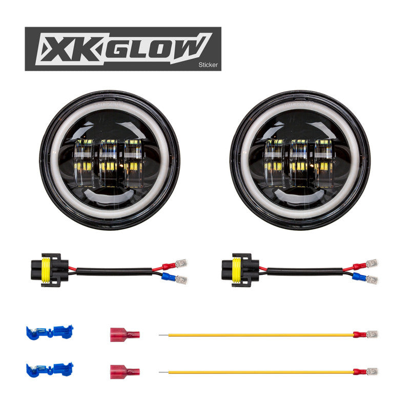 XKGLOW XK Glow Black 2pc. Motorcycle Driving Lights w/ Amber Halo XK042007-B