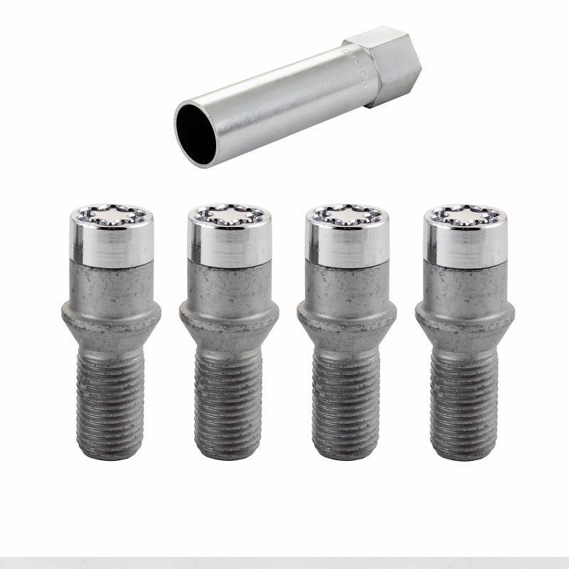 McGard Wheel Lock Bolt Set - 4pk. (Tuner / Cone Seat) M14X1.5 / 17mm Hex / 24.0mm Shank L. - Chrome 27200 27200 Photo - out of package