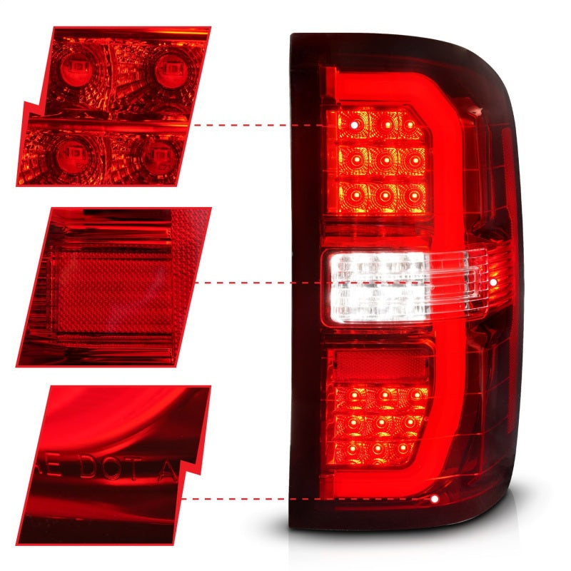 ANZO 14-18 GMC Sierra 1500 LED Taillights Red/Clear 311466 311466 Photo - Unmounted