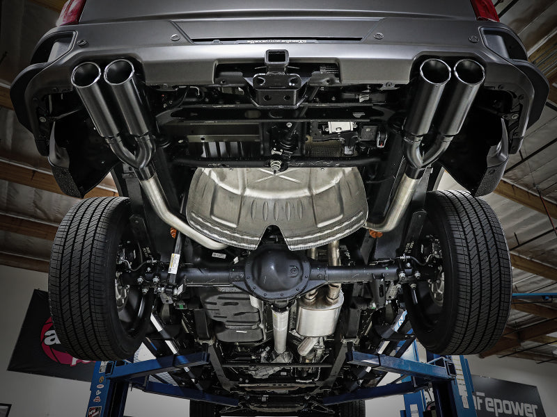 aFe Vulcan Series 4-3in 304SS Exhaust Cat-Back w/ Blk Tips 2019 GM Silverado/Sierra 1500 V8-6.2L 49-34102-B 49-34102-B Photo - Mounted