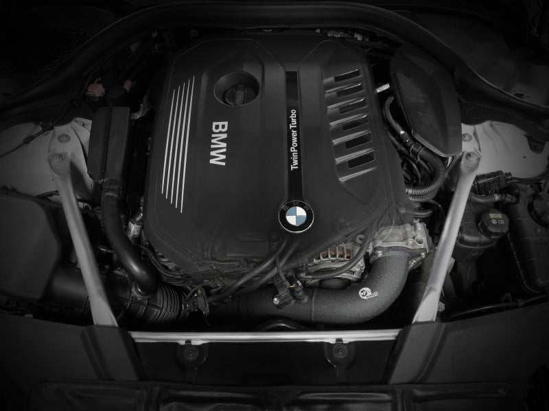 aFe 17-22 BMW 540i (G30/G31/G38) B58 L6 3.0L (t) BladeRunner 3in Aluminum Hot Charge Pipe - Black 46-20548-B 46-20548-B Photo - Mounted