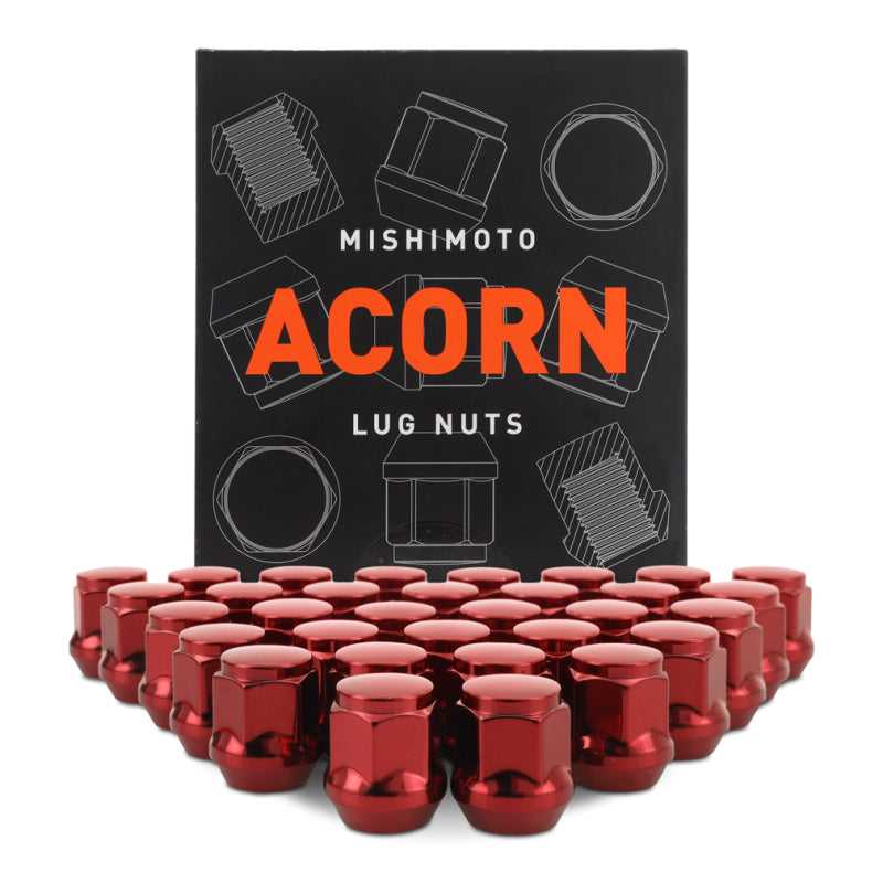 Mishimoto Steel Acorn Lug Nuts M14 x 1.5 - 32pc Set - Red MMLG-AC1415-32RD MMLG-AC1415-32RD Photo - Primary