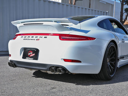 aFe MACHForce XP 12-16 Porsche 911 Carrera H6-3.8L SS-304 Cat-Back Exhaust w/Carbon Fiber Tips 49-36406-1C 49-36406-1C Photo - Mounted