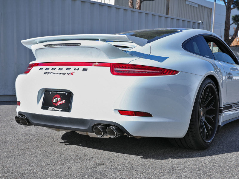 aFe MACHForce XP 12-16 Porsche 911 Carrera H6-3.8L SS-304 Cat-Back Exhaust w/Carbon Fiber Tips 49-36406-1C 49-36406-1C Photo - Mounted