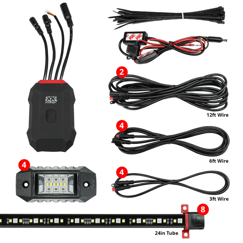 XKGLOW XK Glow RGBW Addressable LED Underglow Kits Advanced XKalpha App Controlled AP-CAR-ADV