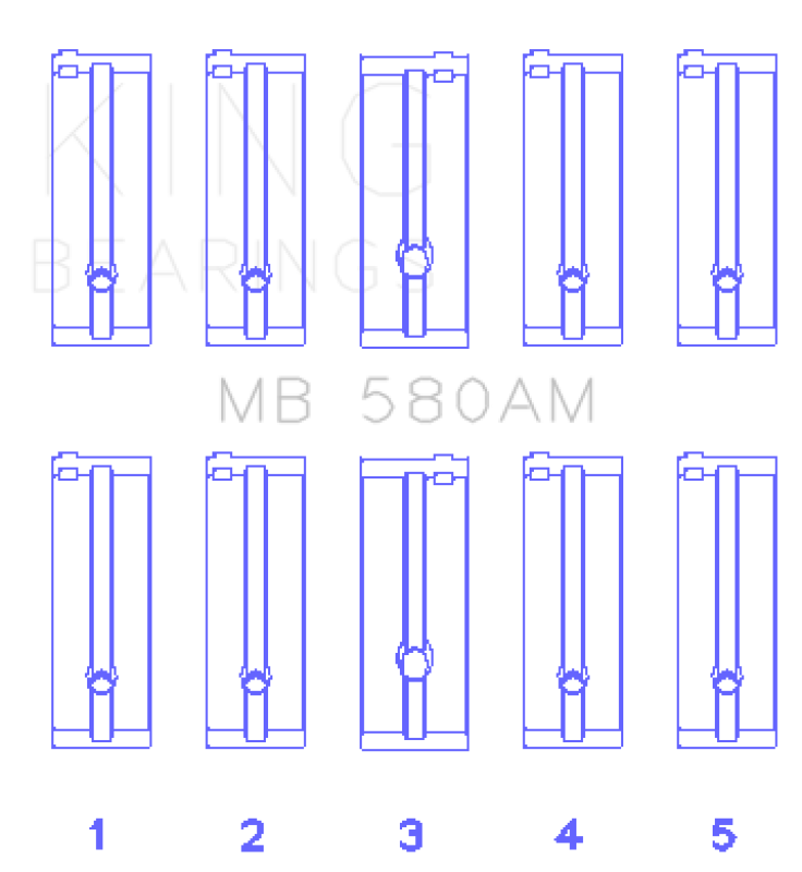 King Engine Bearings Toyota 21R/(Size +0.75mm) Main Bearing Set MB580AM0.75 MB580AM0.75 Photo - Primary
