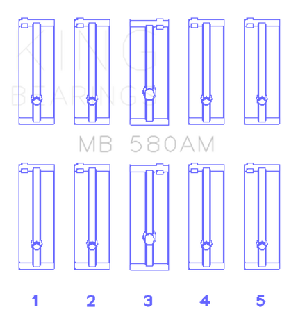 King Engine Bearings Toyota 21R/(Size +0.75mm) Main Bearing Set MB580AM0.75 MB580AM0.75 Photo - Primary