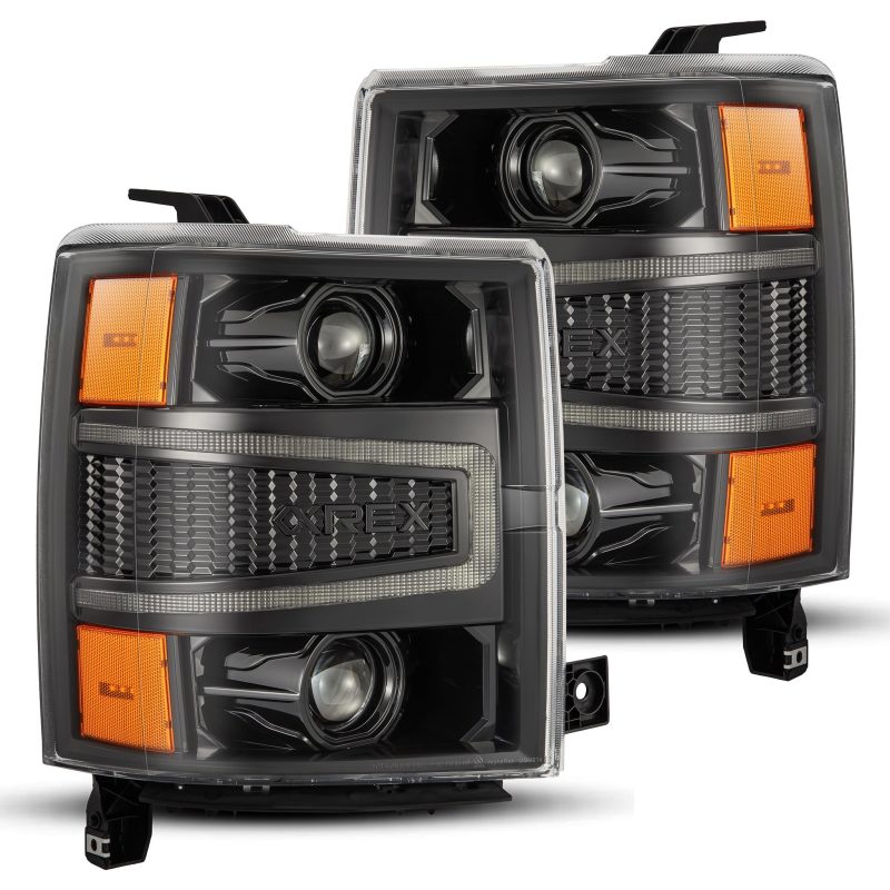 AlphaRex 14-15 Chevy 1500 PRO-Series Projector Headlights, Alpha-Black w/ Sequential Signal &  DRL 880247 880247 Photo - Primary