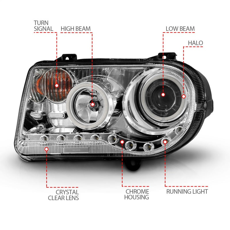 Anzo 2005-2010 Chrysler 300C Projector Headlights w/ Halo Chrome (CCFL) G2 121250 Photo - Unmounted