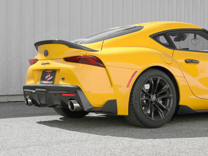 aFe POWER Takeda 2021 Toyota Supra 2.0L (t) 2.5in-3in 304 SS CB Exhaust w/ Polished Tips 49-36050-P 49-36050-P Photo - Mounted