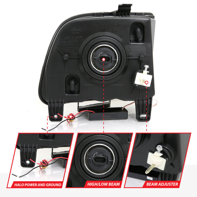 Anzo 2005-2009 Ford Mustang Crystal Headlights w/ Halo Black (CCFL) 121033 Photo - Unmounted