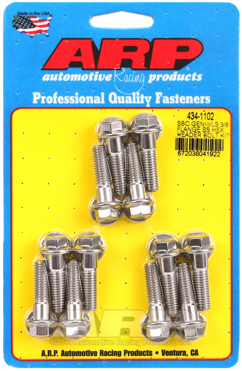 ARP SBC/GENIII LS 3/8 Flange SS Hex Header Bolt Kit 434-1102 Photo - Primary