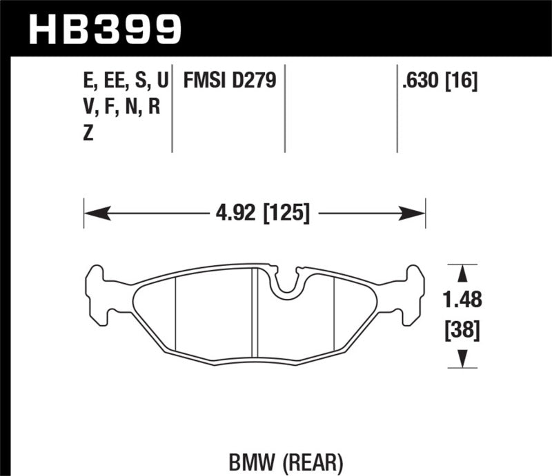 Hawk Performance Hawk 86-87 BMW 325 2.7L Rear ER-1 Brake Pads HB399D.630 HB399D.630 Photo - Primary