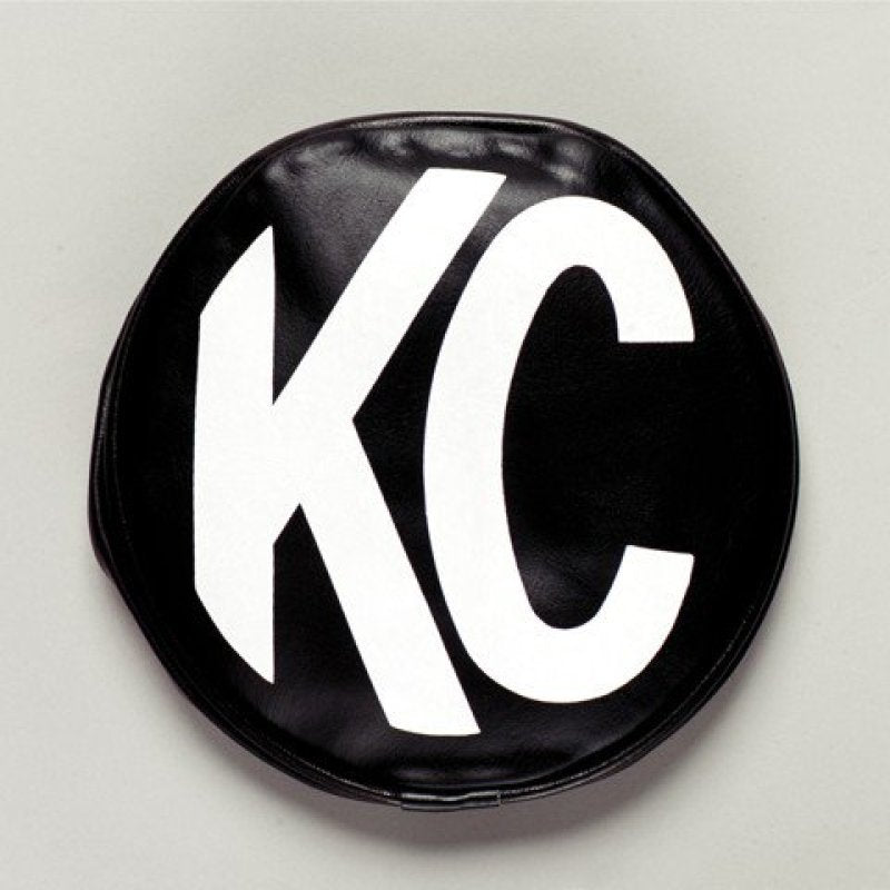 KC HiLiTES Light Cover - Round - Soft Vinyl - Pair - Black / White KC Logo 5800 Photo - Primary