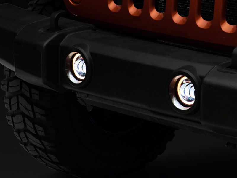 Raxiom 07-23 Jeep Wrangler JK & JL Axial Series Halo LED Fog Lights- Amber J130812 J130812 Photo - Close Up