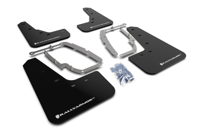 Rally Armor 17+ Tesla Model 3 UR Black Mud Flap w/ White Logo MF62-UR-BLK/WH MF62-UR-BLK/WH Photo - Primary
