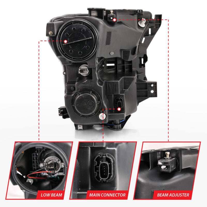 ANZO 15-17 Ford F-150 Proj Headlights w/ Plank Style Design Chrome w/ Amber Sequential Turn Signal 111409 111409 Photo - Unmounted