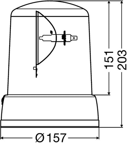Hella Rotating Beacon H12V Yellow Mg12 2Rl 008061101 008061101 Technical Drawing