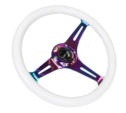 NRG Classic Wood Grain Wheel-350mm 3 Neochrome Spokes-Glow-In-Dark Grip ST-015MC-GL Photo - Primary