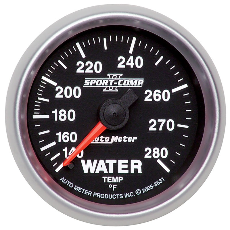 Autometer Sport-Comp II 2-1/16in 140-280 Deg Mechanical Water Temp Gauge - Black 3631 3631 Photo - Primary