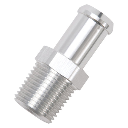 Edelbrock Hose End, Straight, 1/2" NPT to 5/8" Barb, Clear Anodize 8160 Photo - out of package