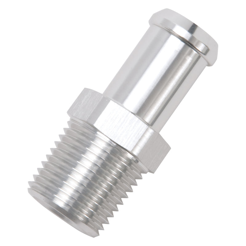 Edelbrock Hose End, Straight, 1/2" NPT to 5/8" Barb, Clear Anodize 8160 Photo - out of package