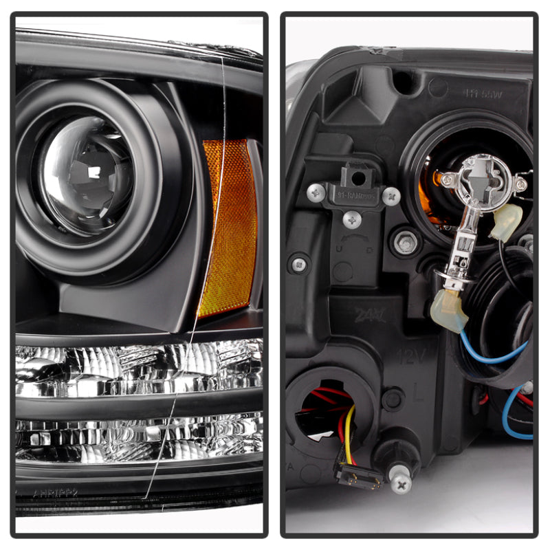 Spyder Dodge Ram 09-12 Projector Headlights Light Bar DRL Black PRO-YD-DR09-LBDRL-BK 5081001 5081001 User 1