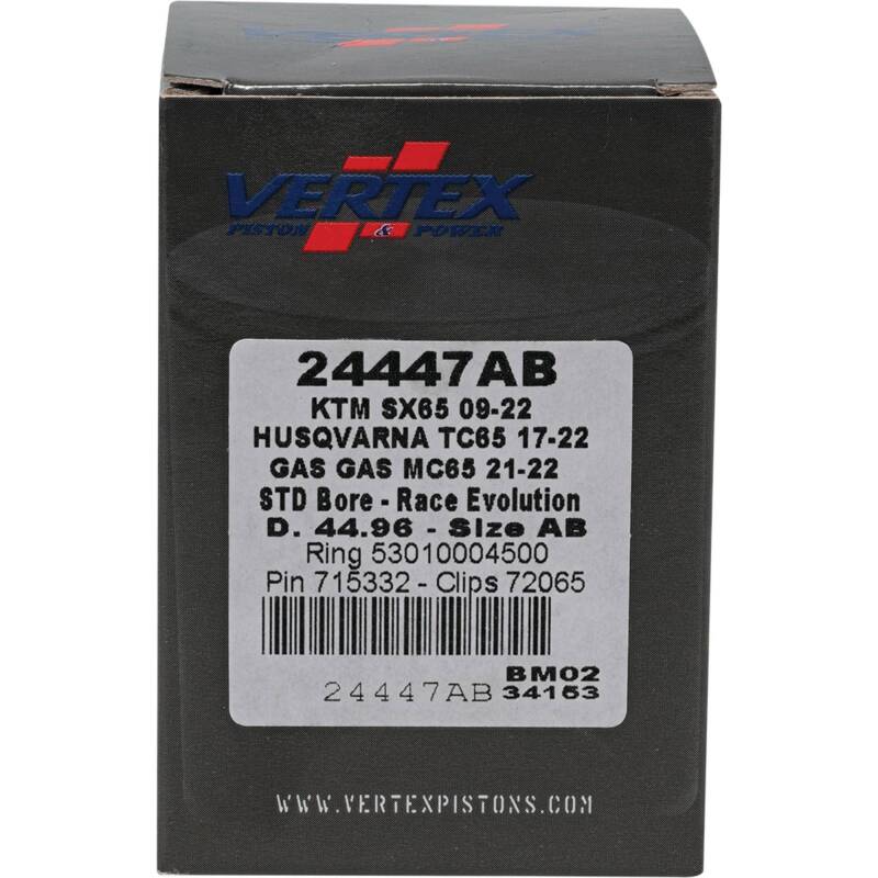Vertex Pistons Vertex Piston 09-24 KTM 65 SX 65cc Cast Race Evolution Piston Kit 24447AB 24447AB Photo - Primary