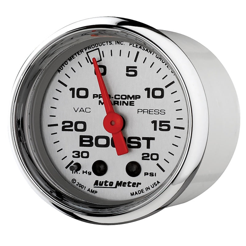 Autometer Marine Chrome Ultra-Lite 2-1/16in 0-30 HG / 0-20 PSI Vacuum / Boost Gauge 200774-35 200774-35 User 2