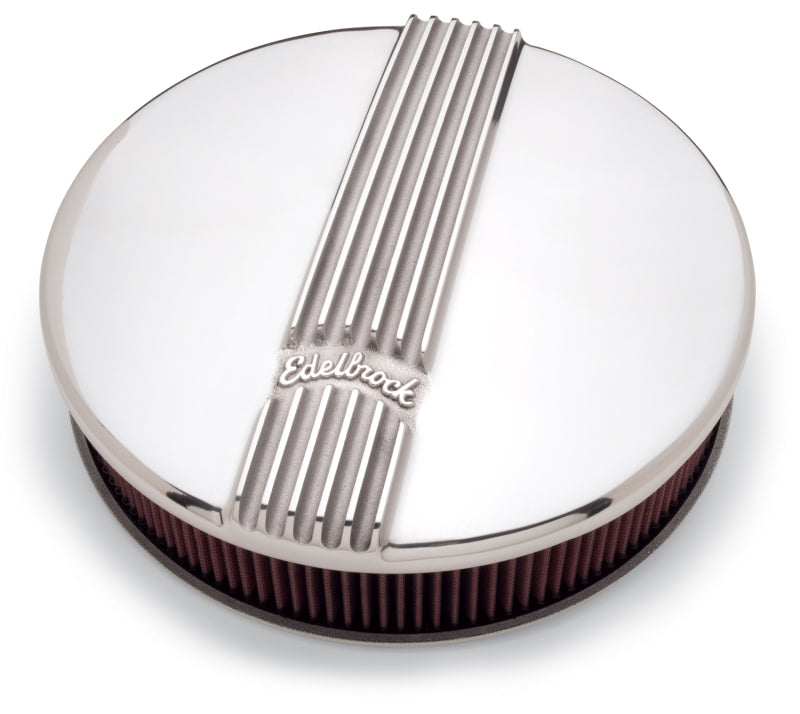 Edelbrock Air Cleaner, Classic Series, Round, Aluminum Top, Cloth Element, 14" D 4117 Photo - Unmounted