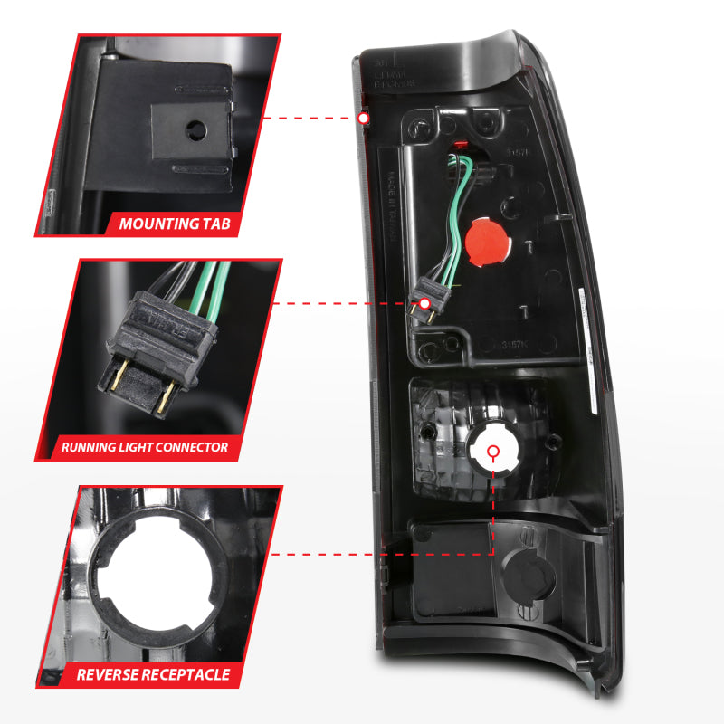 ANZO 1999-2002 Chevy Silverado 1500 LED Taillights Plank Style Black w/Smoke Lens 311325 311325 Photo - Unmounted